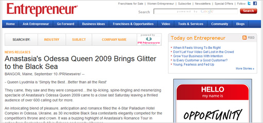 Anastasia's Odessa Queen 2009 Brings Glitter to the Black Sea. Queen Lyudmila is 'Simply the Best...Better than all the Rest'