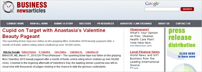 Cupid on Target with Anastasia’s Valentine Beauty Pageant. Judges Jump at Chance to Date Contestants on Thrilling Romance Tours.